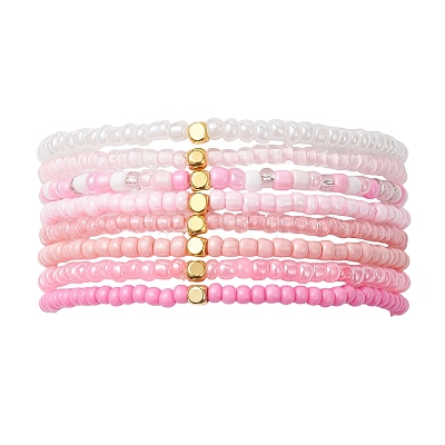 8Pcs Glass Seed Beads Stretch Bracelets for Women BJEW-MZ00269-1