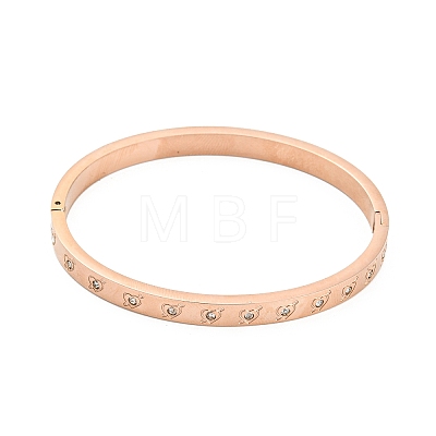 Ion Plating(IP) 304 Stainless Steel Bangle with Rhinestone BJEW-Q768-01RG-1