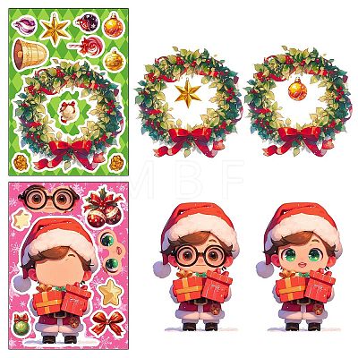 6Pcs Christmas Theme Cartoon Paper Stickers DIY-P085-14A-1