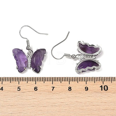 Natural Amethyst Brass Dangle Earrings EJEW-M081-01P-05-1