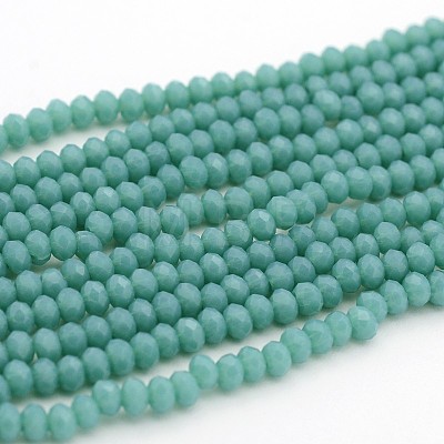 Opaque Solid Color Crystal Glass Rondelle Beads Strands X-EGLA-F049A-03-1