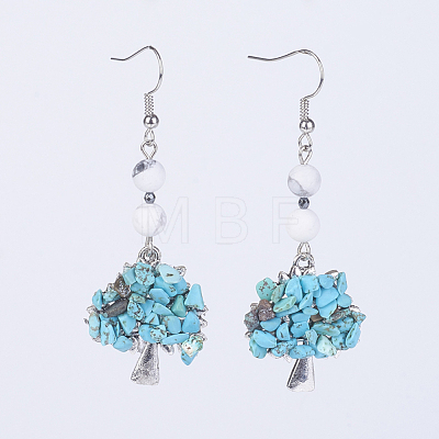 Natural & Synthetic Gemstone Dangle Earrings EJEW-JE02633-1