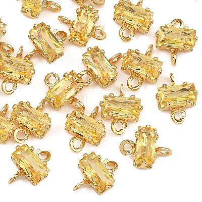 SHEGRACE Brass Pave Cubic Zirconia Rectangle Connector Charms XGRQ2O050-438C-G-1