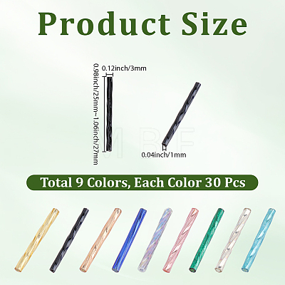 270Pcs 9 Styles Opaque Glass Twisted Bugle Beads SEED-PA0001-26-1