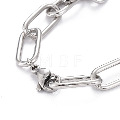 304 Stainless Steel Paperclip Chain Bracelets BJEW-F412-02P-1