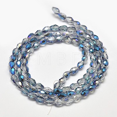 Faceted Teardrop Half Rainbow Plated Transparent Electroplate Glass Beads Strands EGLA-J132-HR20-1