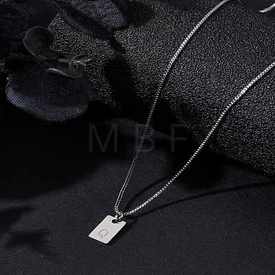 1Pc Stainless Steel Letter Rectangle Pendant Necklaces NJEW-LP0001-34Q-P-1