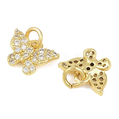 Brass Micro Pave Clear Cubic Zirconia Charms KK-D218-26G-05-1