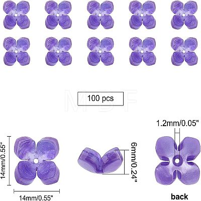 4-Petal Cellulose Acetate(Resin) Bead Caps KK-CA0001-04-1