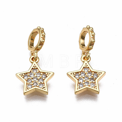 Brass Micro Pave Clear Cubic Zirconia Pendants KK-Q277-052-NF-1