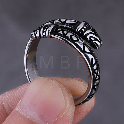 Titanium Steel Word Open Cuff Ring FIND-PW0020-16B-1