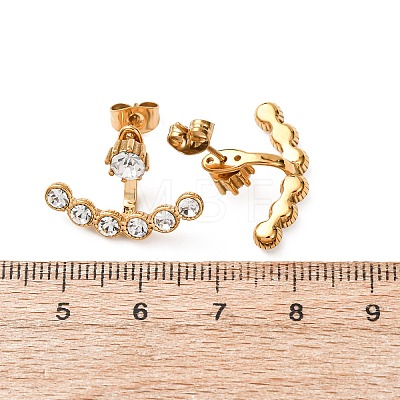 304 Stainless Steel Curved Stud Earrings for Women EJEW-A163-01G-1