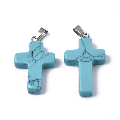 Synthetic Turquoise Pendants G-J354-06A-1