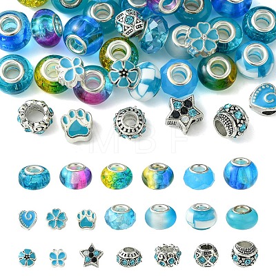 DIY Glass & Resin & Alloy Enamel European Beads Jewelry Making Finding Kit DIY-YW0009-01-1
