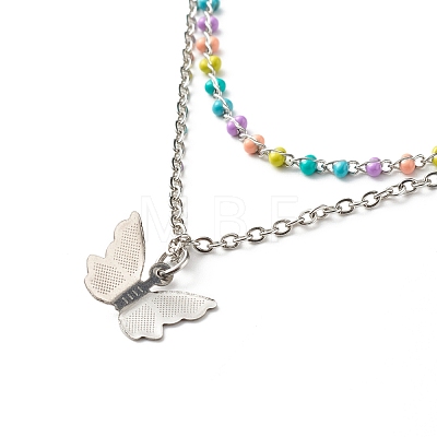 Bullet and Butterfly Pendant Necklaces Set for Women Gift NJEW-JN03652-1