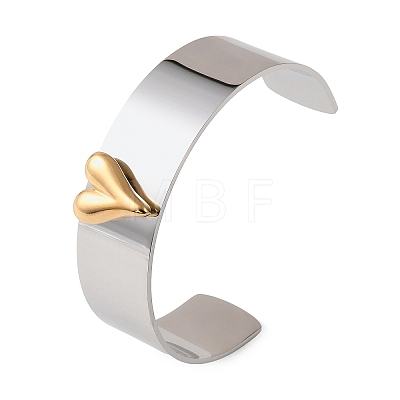 Two Tone 304 Stainless Steel Cuff Bangles BJEW-D465-05B-GP-1