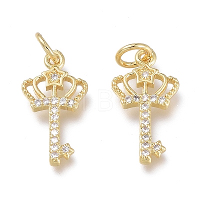 Brass Micro Pave Clear Cubic Zirconia Charms ZIRC-Q024-13G-1