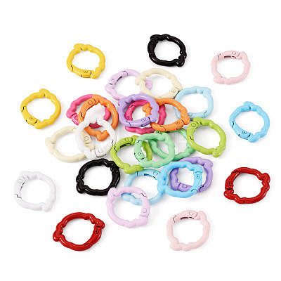 28Pcs 14 Colors Baking Paint Zinc Alloy Spring Gate Rings FIND-TA0010-21-1