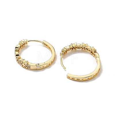 Brass with Clear Cubic Zirconia Hoop Earrings EJEW-B035-22KCG-1