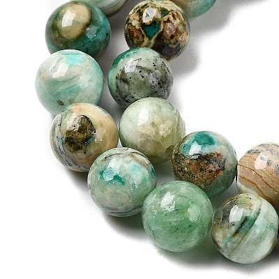 Natural Green Line Jasper  Beads Strands G-L639-A01-6mm-1