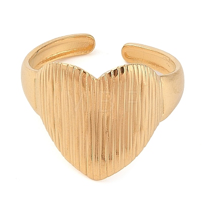 Ion Plating(IP) 304 Stainless Steel Heart Open Cuff Rings for Women RJEW-Z057-03G-1