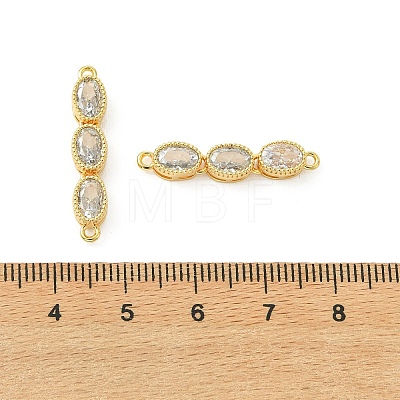 SHEGRACE Brass Pave Clear Cubic Zirconia Triple Oval Links Connector Charms XGRQ3P620-644G-1