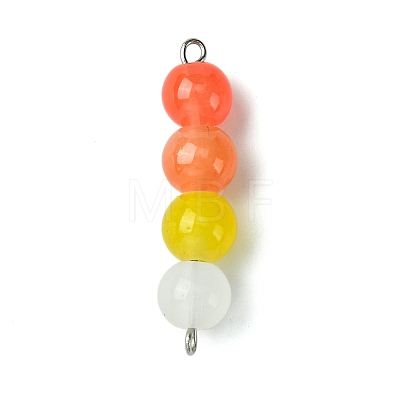 Gradient Color Round Glass Beaded Connector Charms PALLOY-JF02805-1