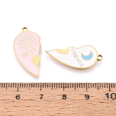 304 Stainless Steel Enamel Split Pendants STAS-T074-03G-1
