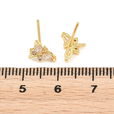 Brass Micro Pave Cubic Zirconia Stud Earrings for Women KK-A305-08G-02-1