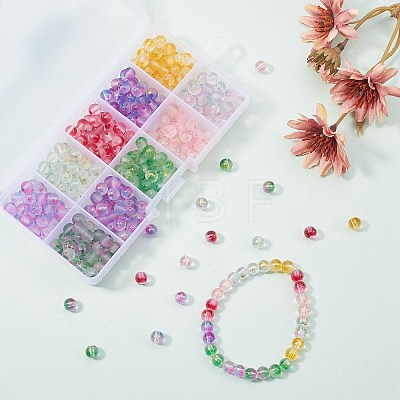 400Pcs 10 Colors Frosted Spray Painted Glass Beads Strands GLAA-CJ0001-39-1
