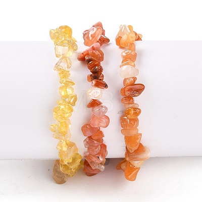 Chips Natural Mixed Stone Stretch Bracelets X-BJEW-JB05644-1