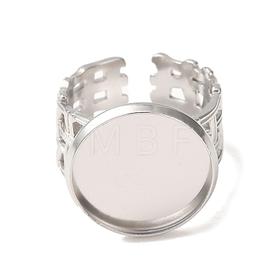 Woven Bezel 304 Stainless Steel Cuff Ring Components SA-CBAD8FA-01P-05-1