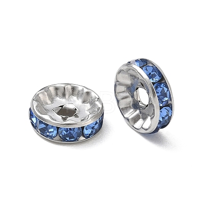 304 Stainless Steel Rhinestone Spacer Beads RB-CBA18B7-01P-10-1