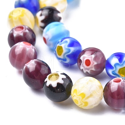Round Handmade Millefiori Glass Beads Strands LK-R004-82-1