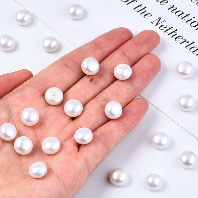 Half Drilled Natural Cultured Freshwater Pearl Beads PEAR-R008-01-1