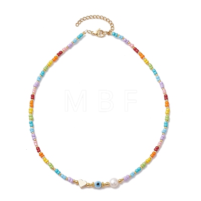 Bohemian Style Glass Beaded Necklaces NJEW-JN04657-1