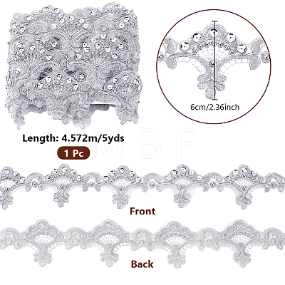 5Yards Polyester Flower Lace Ribbon OCOR-NB0002-82B-1