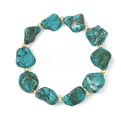 Dyed Natural Magnesite Nuggets Beaded Stretch Bracelets for Women BJEW-JB14253-1