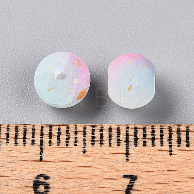 Frosted Baking Painted Crackle Glass Beads with Glitter Powder DGLA-T004-6mm-01L-1