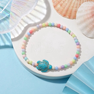 Beach Turtle Synthetic Turquoise Link Bracelets BJEW-JB10238-01-1