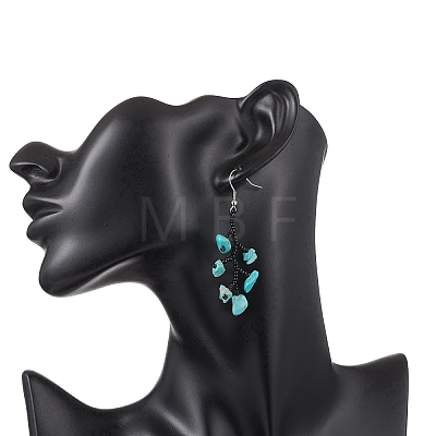 316 Surgical Stainless Steel Glass Seed Beads Chip Dangle Earrings EJEW-TA00774-02-1