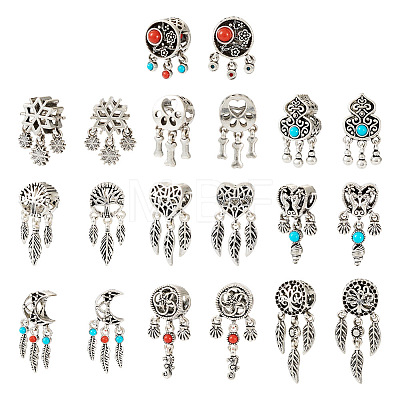 Kissitty 20Pcs 10 Styles Tibetan Style Alloy European Dangle Charms FIND-KS0001-30-1