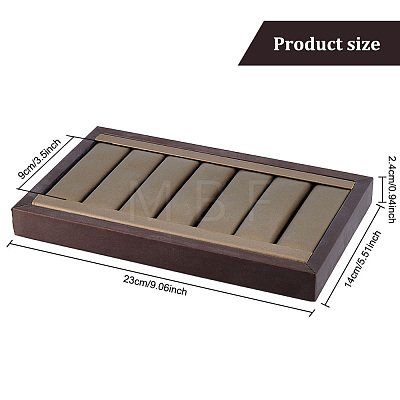 6-Slot Brushed PU Leather Covered Wood Finger Ring Display Trays ODIS-WH0034-09-1