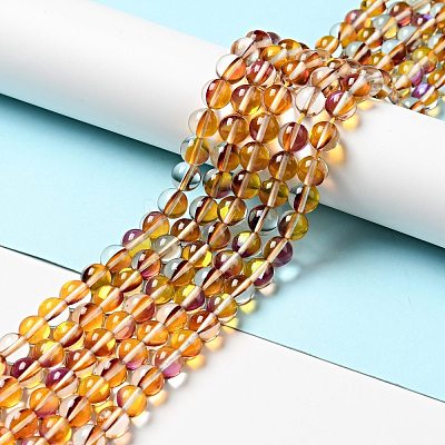 Electroplated Synthetic Moonstone Beads Strands G-F143-A01-M-1
