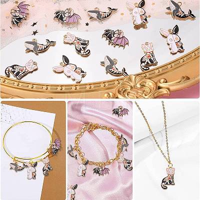 20Pcs 4 Styles Alloy Enamel Pendants ENAM-CJ0002-66-1