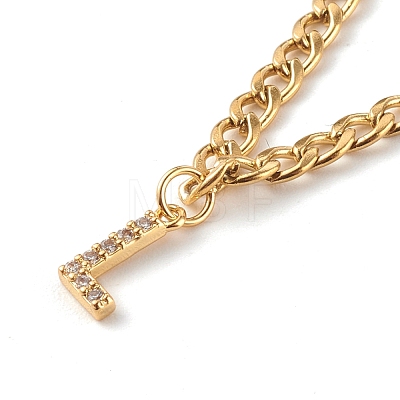 Brass Micro Pave Clear Cubic Zirconia Initial Pendant Necklaces NJEW-JN03506-1