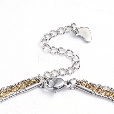 304 Stainless Steel 3-strand Chain Bracelets BJEW-L673-018-GP-1