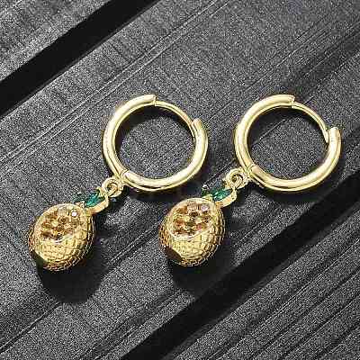 Brass Cubic Zirconia Hoop Earrings EJEW-Q015-02G-A-1