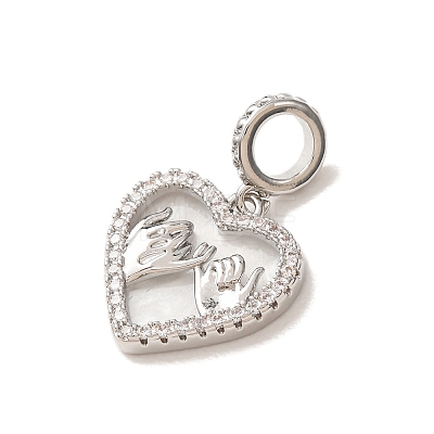Brass Micro Pave Clear Cubic Zirconia European Dangle Charm CU-CBA9AB3-34P-1