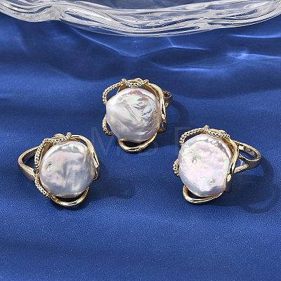 Brass Cuff Open Rings for Women RJEW-D344-02G-1